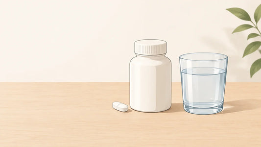 Flacon générique et comprimé illustrant un complément alimentaire à base de mélatonine