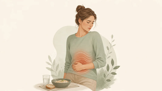 Illustration éditoriale d’une personne ressentant une digestion difficile