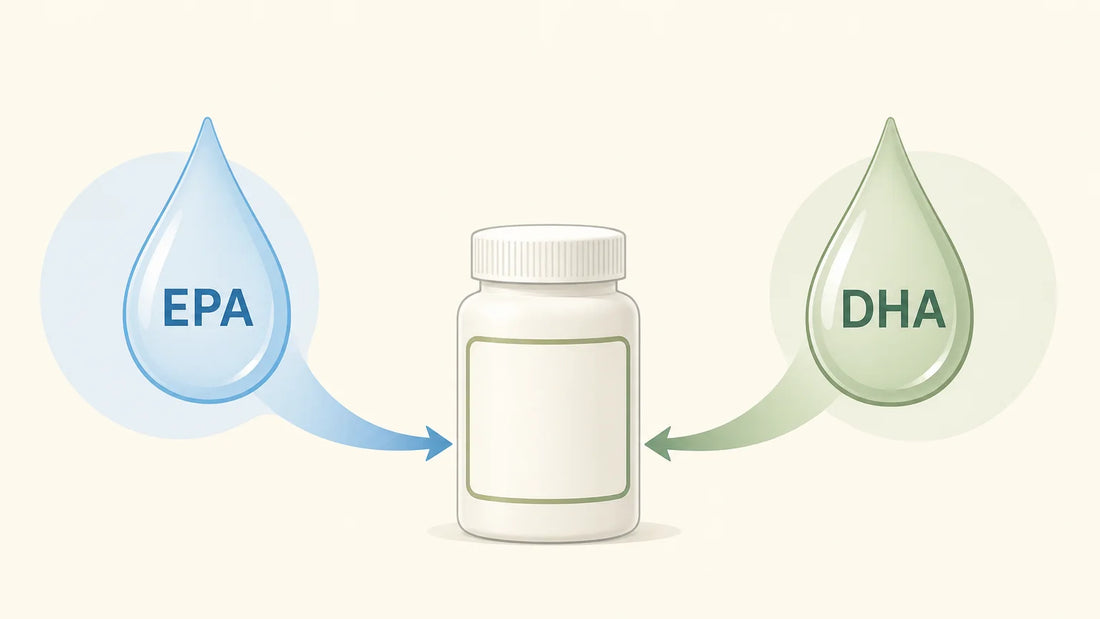 Illustration de comparaison des acides gras EPA et DHA sur une étiquette