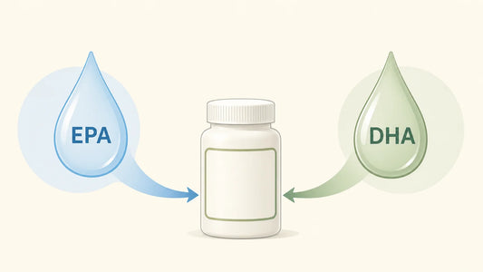 Illustration de comparaison des acides gras EPA et DHA sur une étiquette