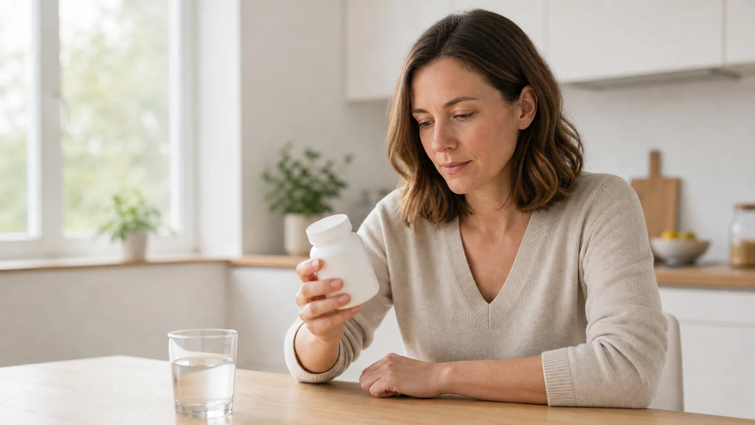Une consommatrice compare des compléments alimentaires pour la digestion chez elle