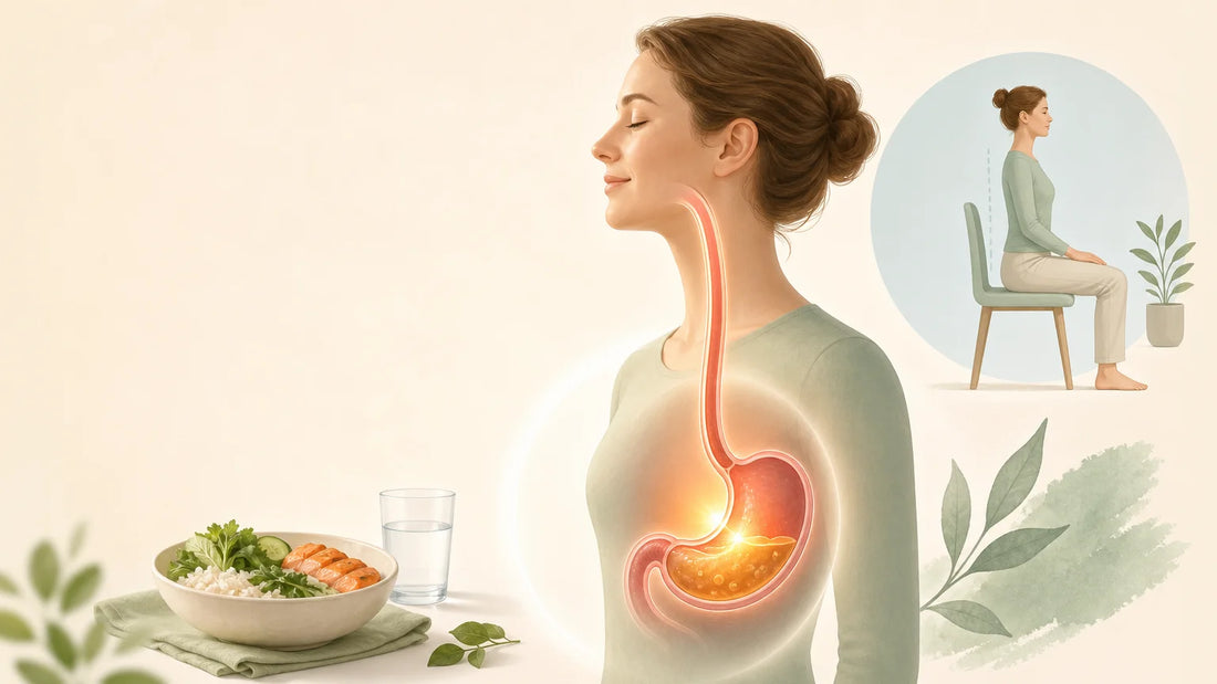 Illustration éditoriale expliquant les brûlures d’estomac et le reflux