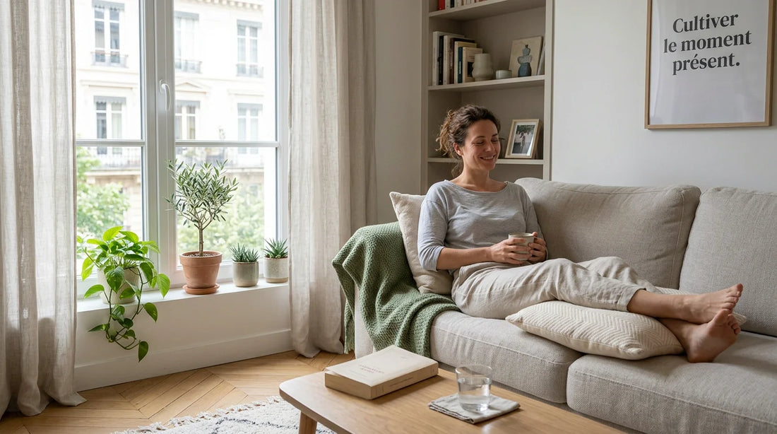 Femme européenne surélevant ses jambes pour soulager la rétention d'eau