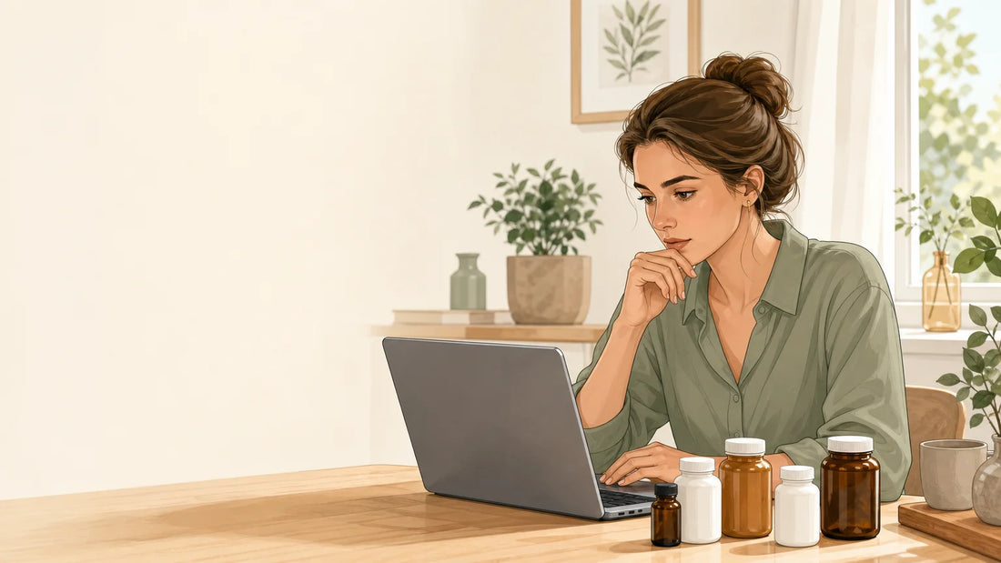 Personne européenne comparant des sites de compléments alimentaires en France