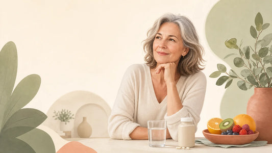 Illustration d’une femme européenne intégrant une routine de bien-être pour peau mature