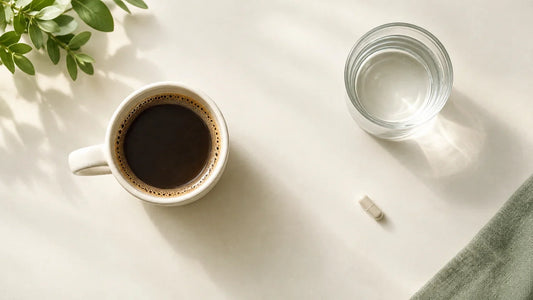 Café, eau et capsule générique illustrant deux rôles différents