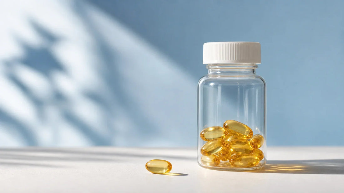 Capsules d’huile de poisson dans un flacon neutre