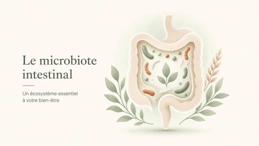 Illustration éditoriale du microbiote et des bonnes bactéries