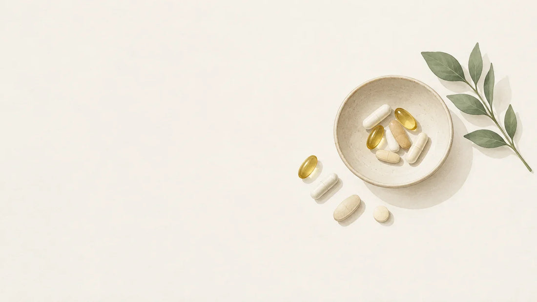 Comprimés, gélules et capsules génériques présentés sur une surface claire