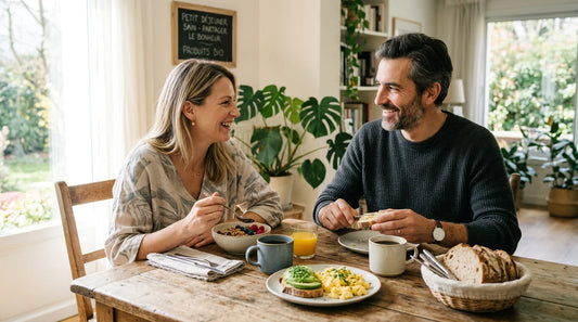 Couple européen partageant un petit-déjeuner sain riche en vitamines