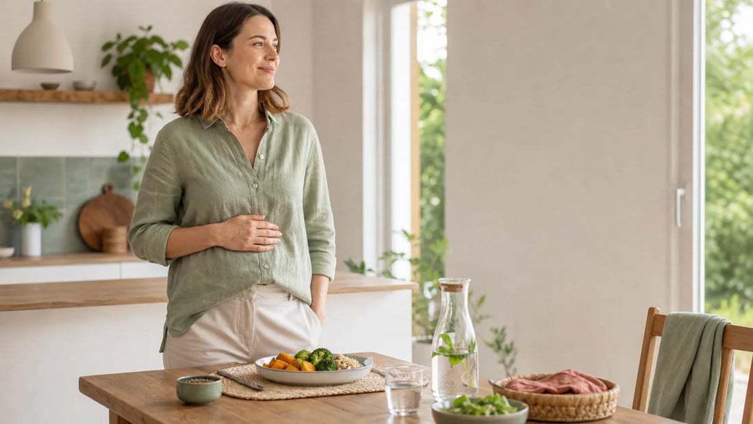 Personne adoptant une routine alimentaire douce pour limiter les ballonnements