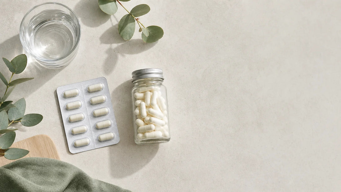 Médicaments et flacon générique de gélules dans une nature morte sobre
