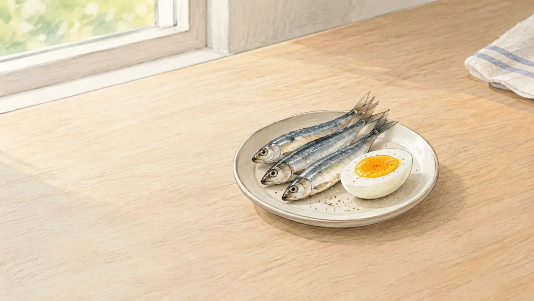 Sardines et œuf, des aliments pouvant contribuer aux apports en vitamine D