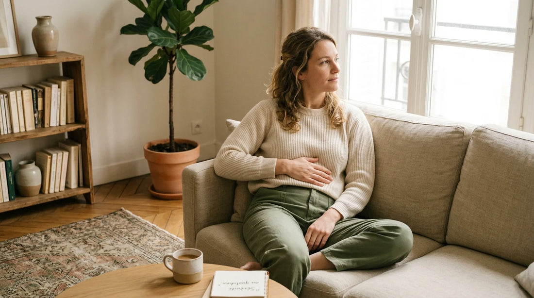 Femme apaisée avec un ventre dégonflé et détendu
