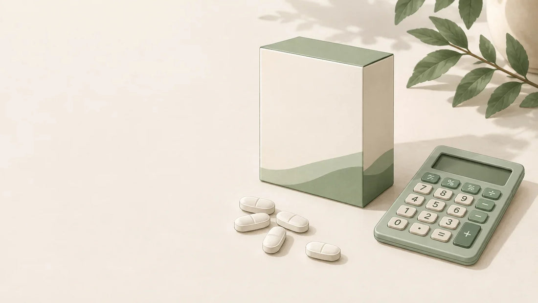 Complément de magnésium et calculatrice pour illustrer le rapport qualité-prix