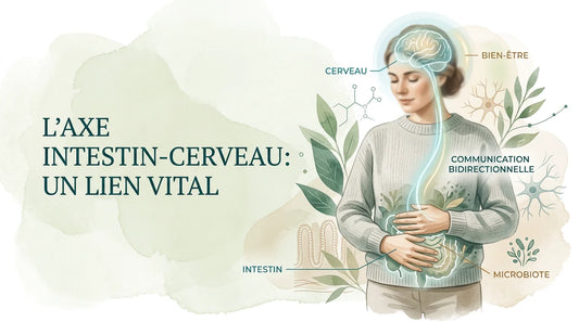Personne illustrant le lien entre le microbiote intestinal et l'humeur