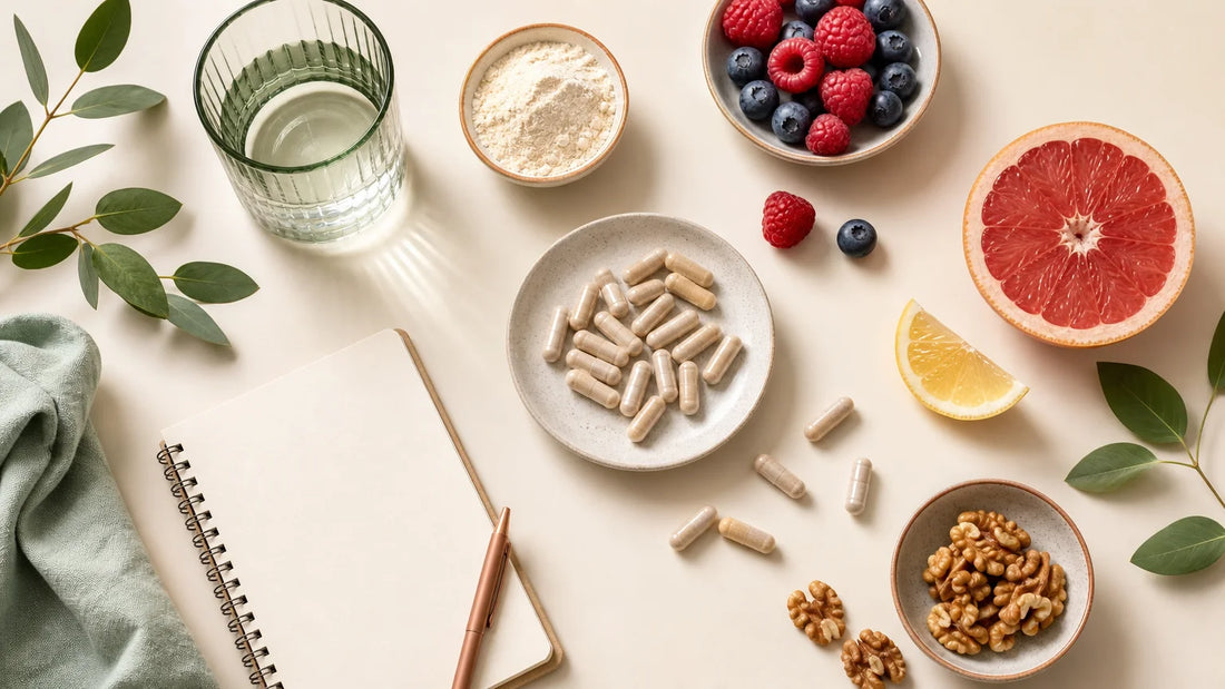 Sélection d’aliments et de compléments pour une routine anti-âge