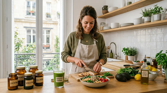 Personne préparant un repas riche en protéines pour prendre du poids sainement