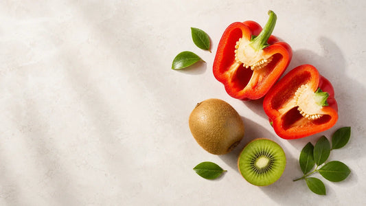 Poivron et kiwi frais, sources alimentaires de vitamine C