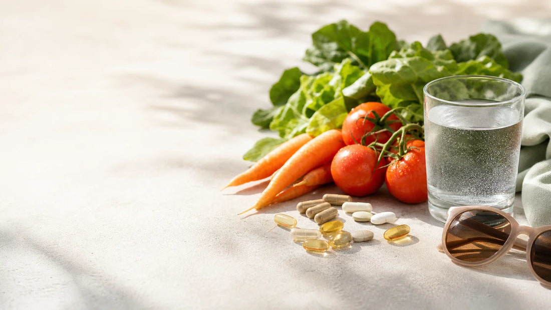 Compléments alimentaires génériques et aliments colorés pour une routine solaire