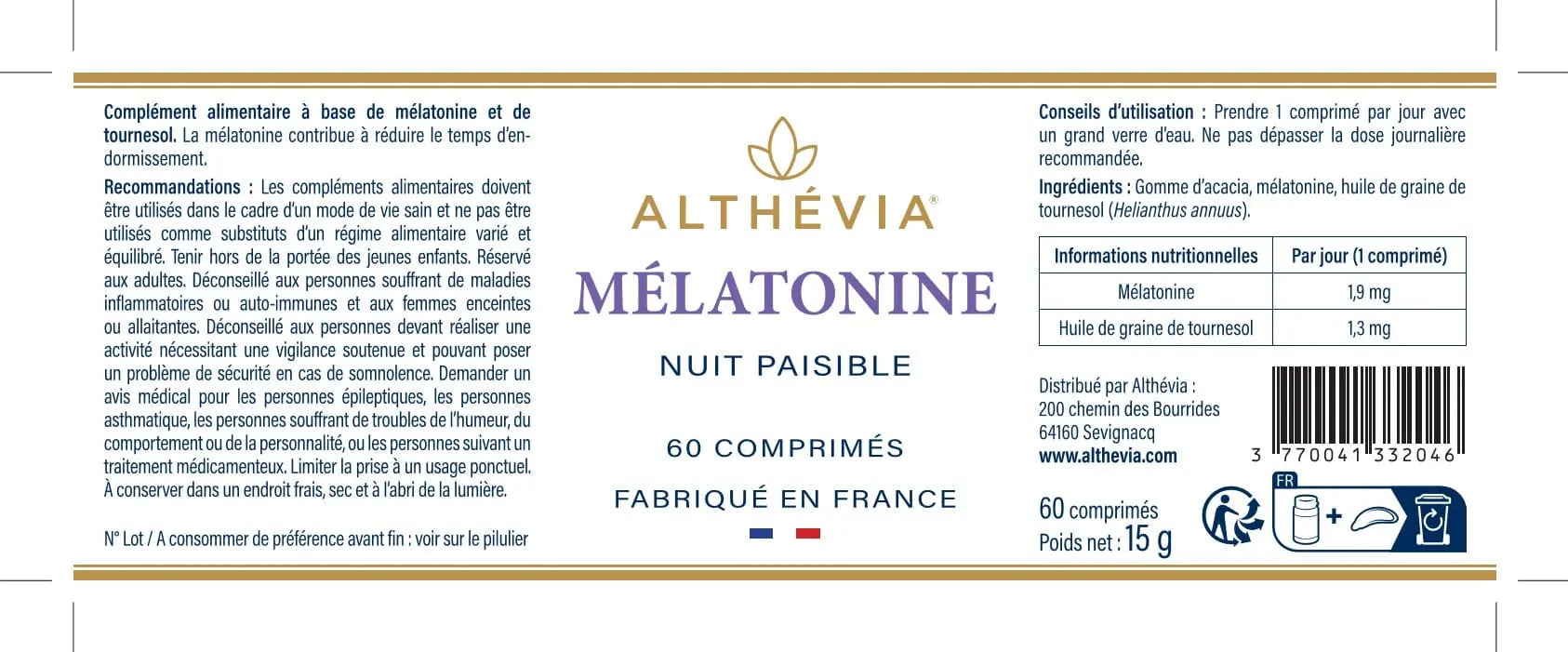 Mélatonine Althévia