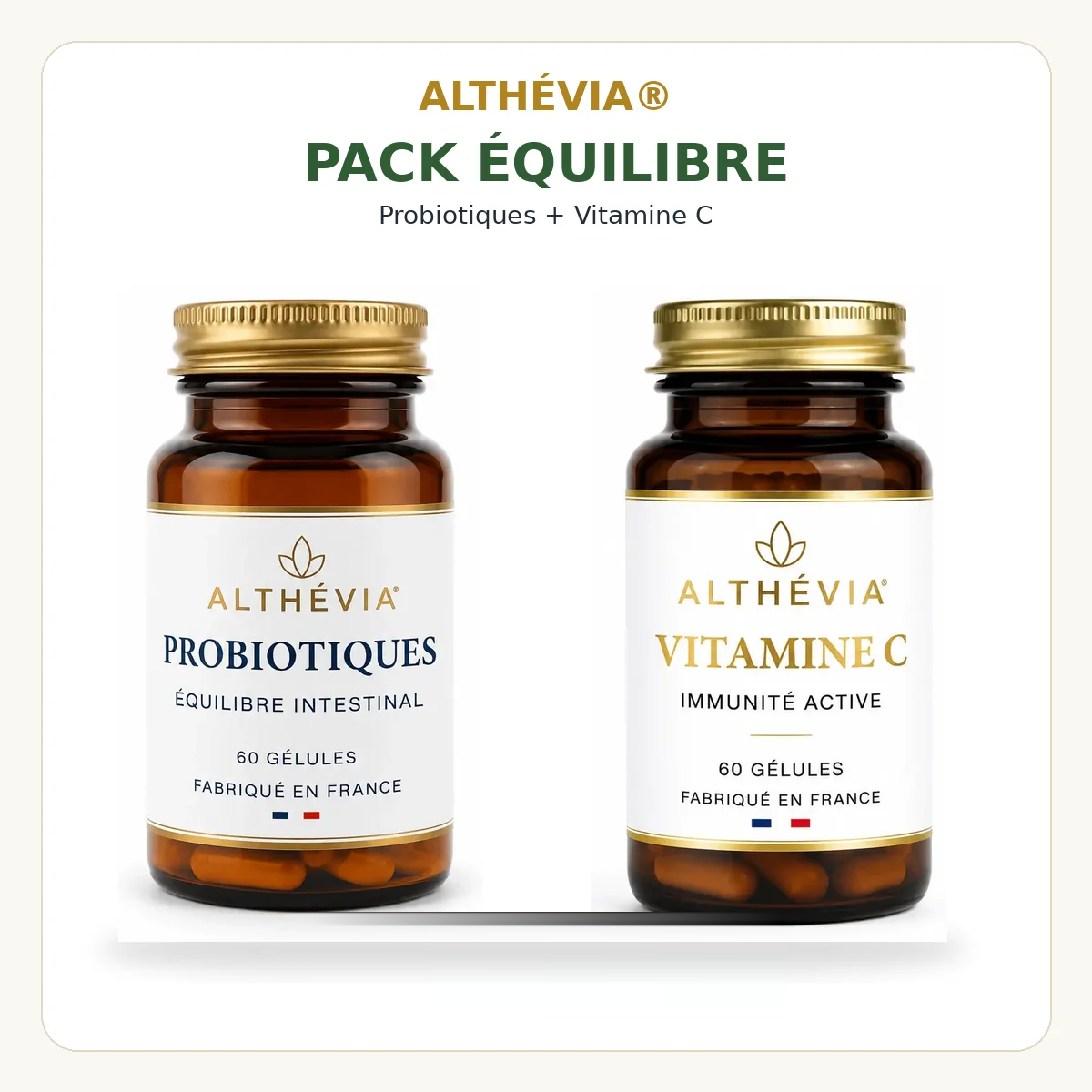 Pack Équilibre Althévia : flacons de Probiotiques et de Vitamine C 750 mg
