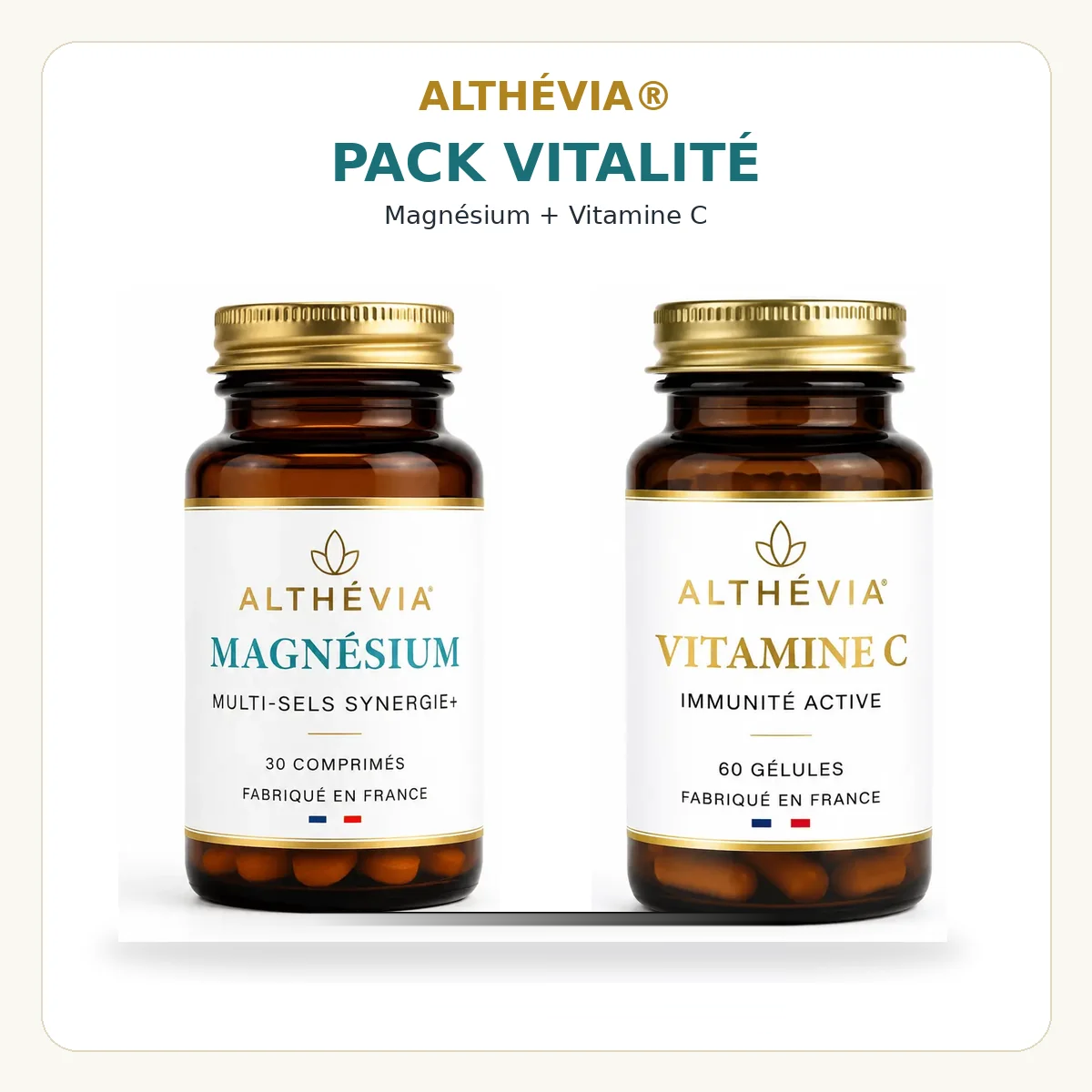 Pack Vitalité Althévia : flacons de Magnésium B6 et de Vitamine C 750 mg